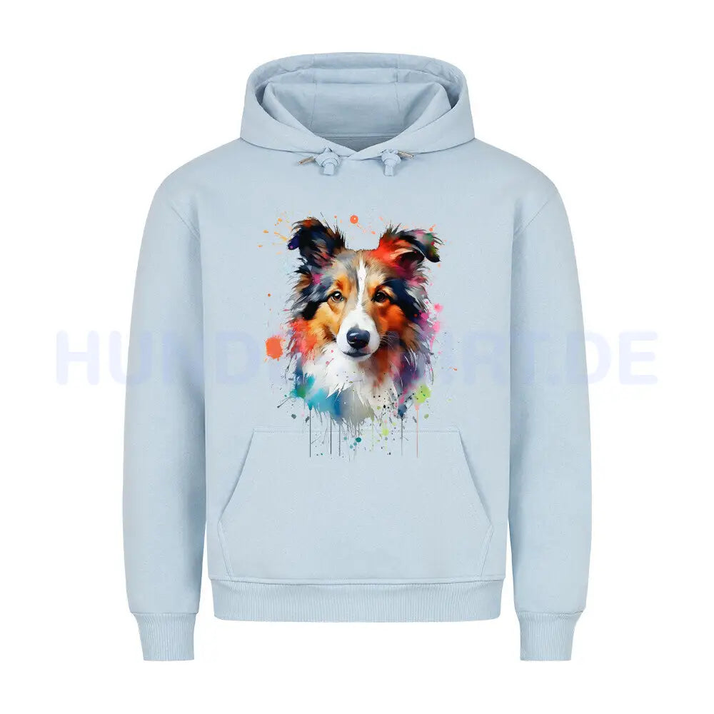 Premium Hoodie "Collie Paint" Babyblau – hunde-shirt.de