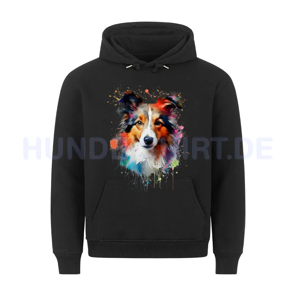 Premium Hoodie "Collie Paint" Schwarz – hunde-shirt.de