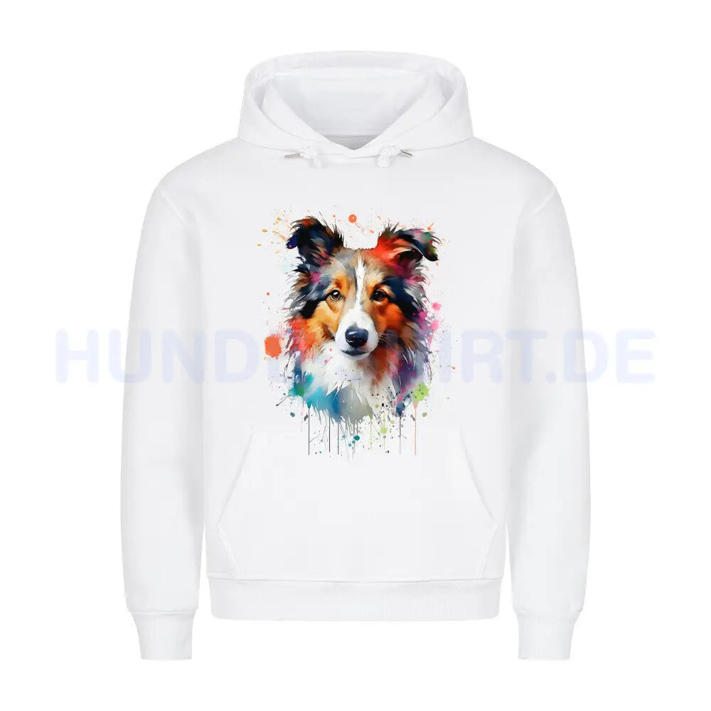 Premium Hoodie "Collie Paint" Weiß – hunde-shirt.de