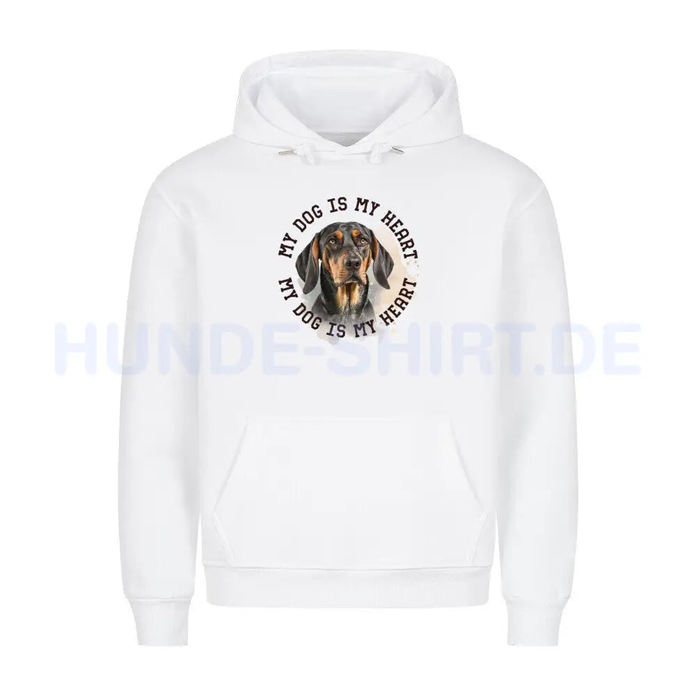 Premium Hoodie "Coonhound b/t HEART" Weiß – hunde-shirt.de