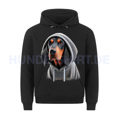 Premium Hoodie "Coonhound black and tan Hooded" Schwarz – hunde-shirt.de