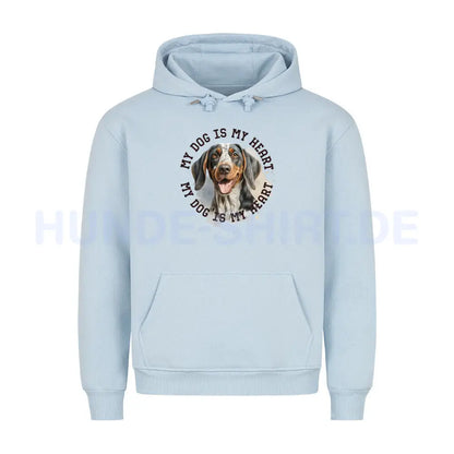 Premium Hoodie "Coonhound bluetick HEART" Babyblau – hunde-shirt.de