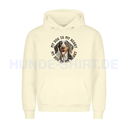 Premium Hoodie "Coonhound bluetick HEART" Beige – hunde-shirt.de