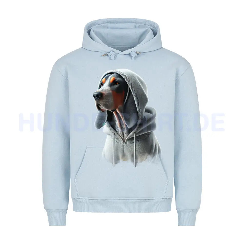 Premium Hoodie "Coonhound bluetick Hooded" Babyblau – hunde-shirt.de