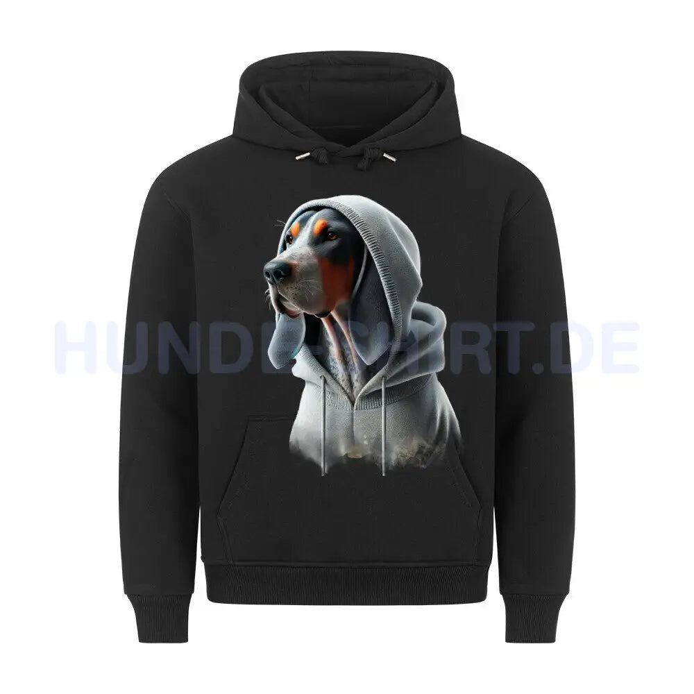 Premium Hoodie "Coonhound bluetick Hooded" Schwarz – hunde-shirt.de