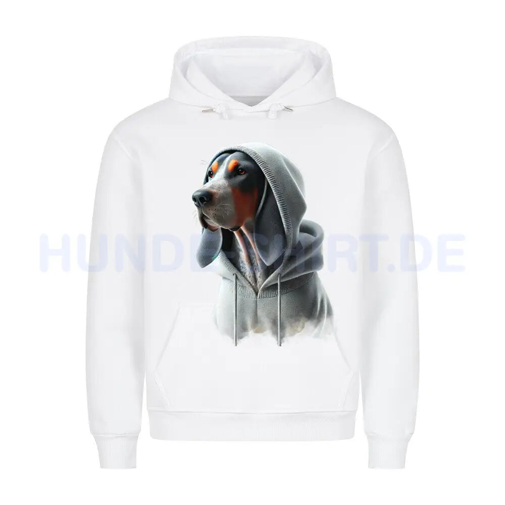 Premium Hoodie "Coonhound bluetick Hooded" Weiß – hunde-shirt.de