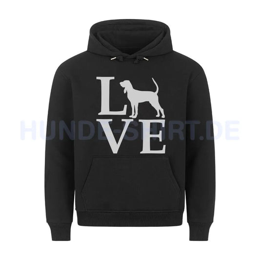 Premium Hoodie "Coonhound - LOVE" Schwarz – hunde-shirt.de