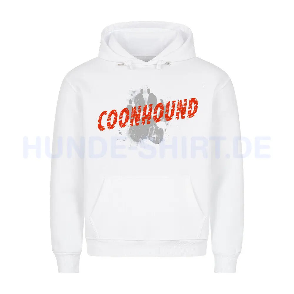 Premium Hoodie "Coonhound - PAW" Weiß – hunde-shirt.de