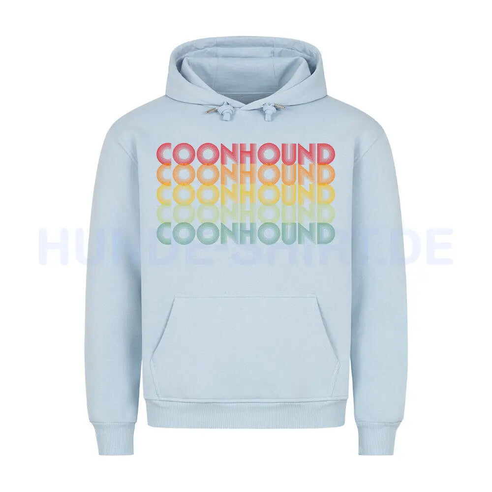 Premium Hoodie "Coonhound - Retro" Babyblau – hunde-shirt.de