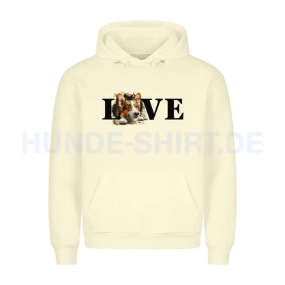 Premium Hoodie "Corgi Cardigan LOVE" Beige – hunde-shirt.de