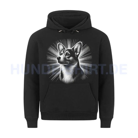 Premium Hoodie "Corgi Cardigan - Shine" Schwarz – hunde-shirt.de