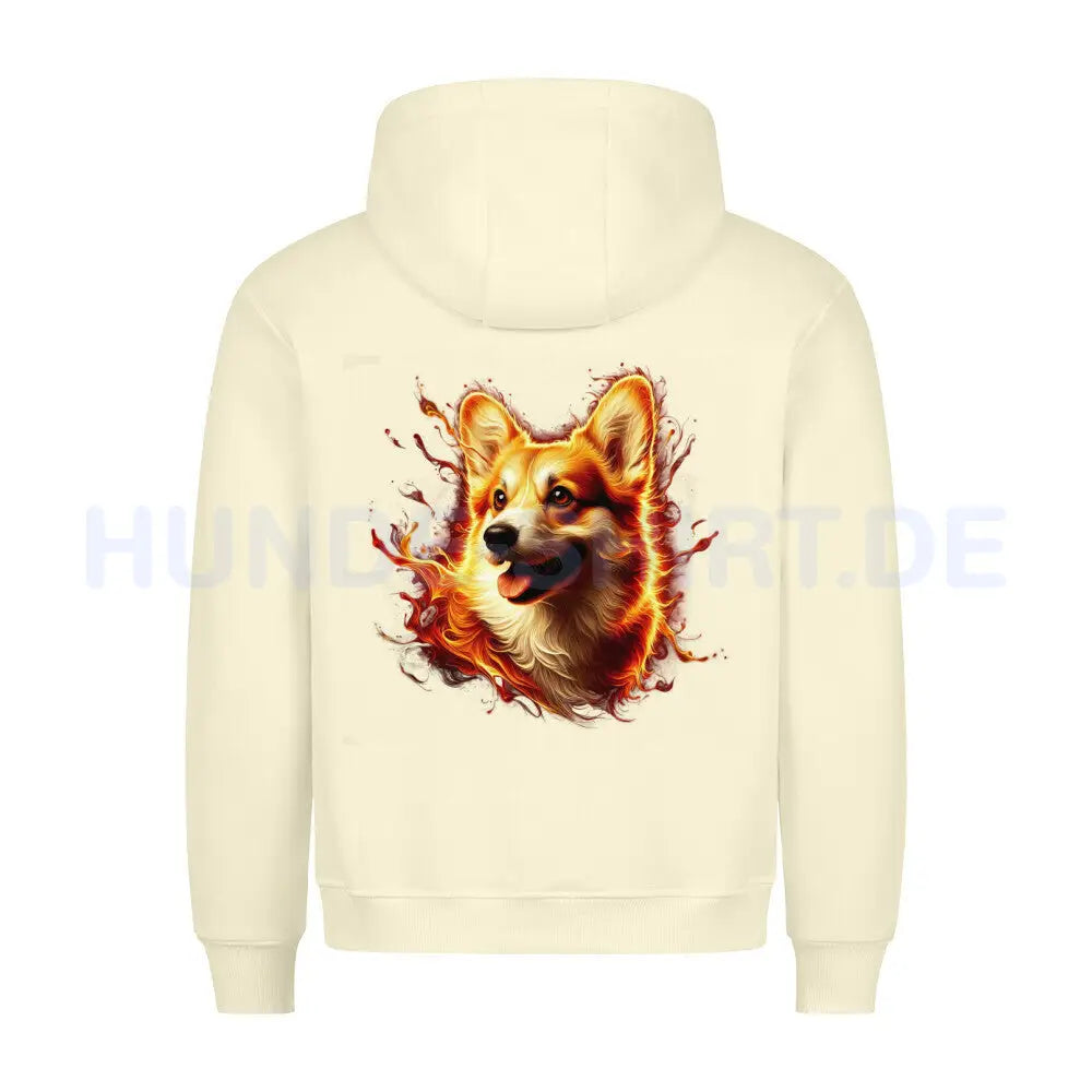 Premium Hoodie "Corgi - FIRE" Beige – hunde-shirt.de