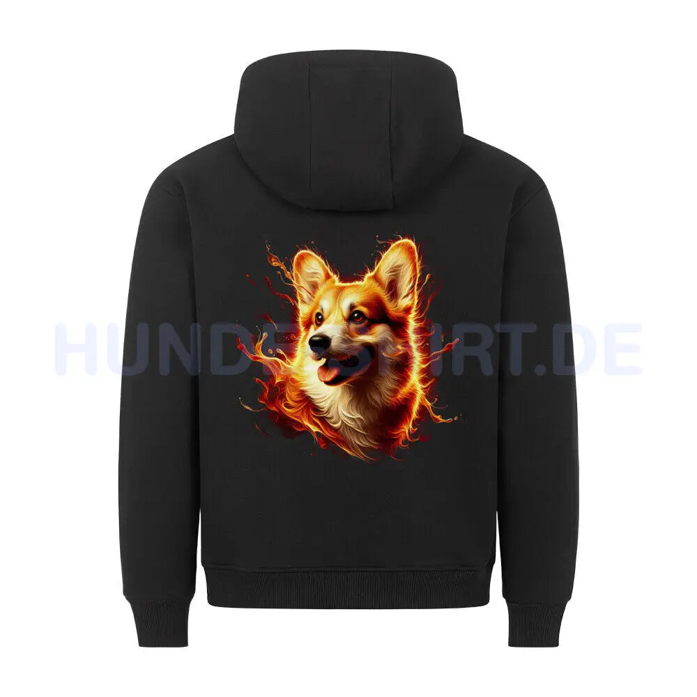 Premium Hoodie "Corgi - FIRE" Schwarz – hunde-shirt.de