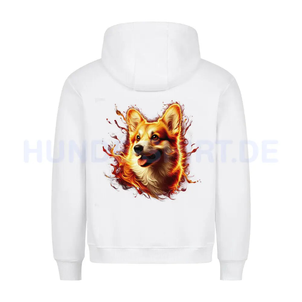 Premium Hoodie "Corgi - FIRE" Weiß – hunde-shirt.de