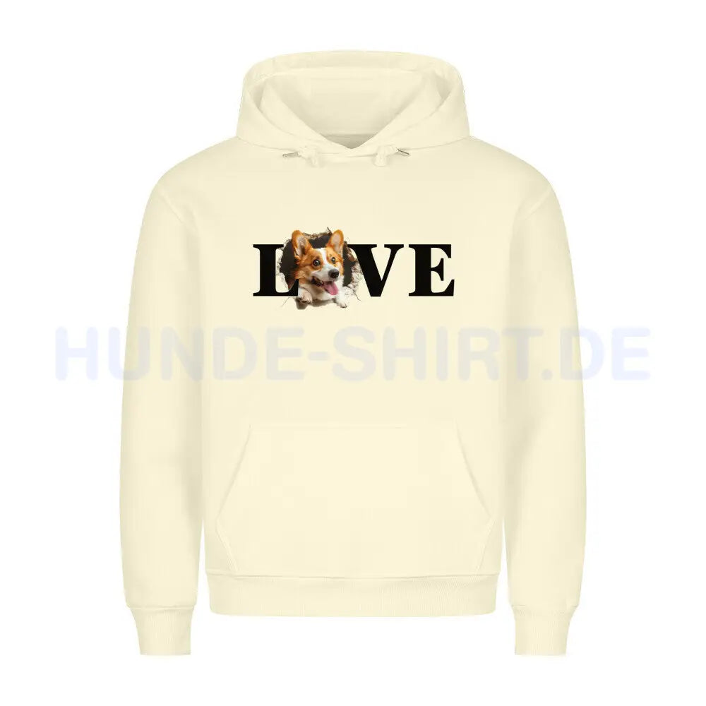 Premium Hoodie "Corgi - LOVE" Beige – hunde-shirt.de