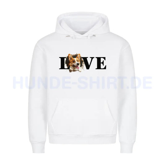 Premium Hoodie "Corgi - LOVE" Weiß – hunde-shirt.de