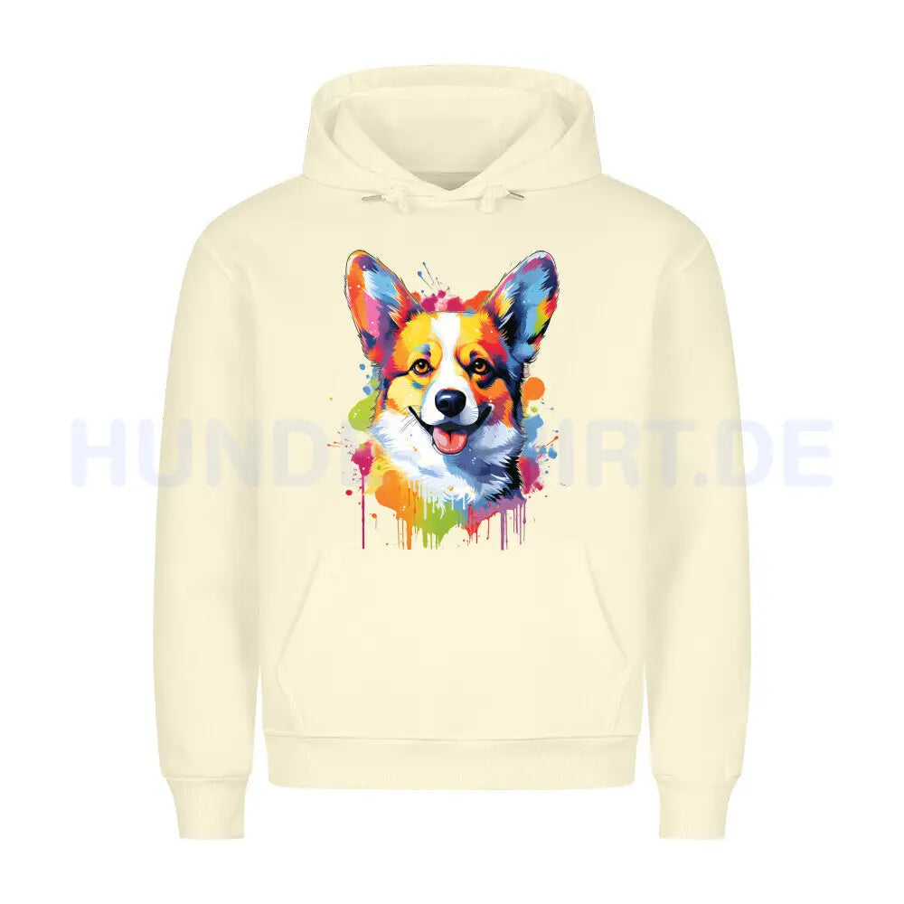 Premium Hoodie "Corgi - Paint" Beige – hunde-shirt.de