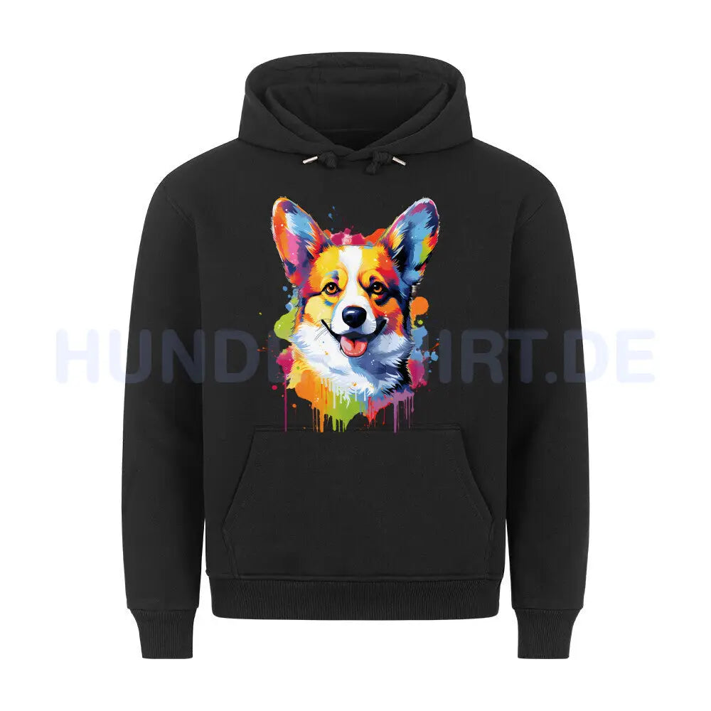 Premium Hoodie "Corgi - Paint" Schwarz – hunde-shirt.de