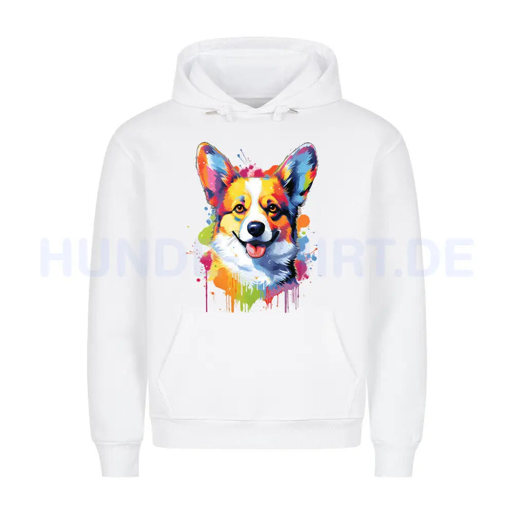 Premium Hoodie "Corgi - Paint" Weiß – hunde-shirt.de