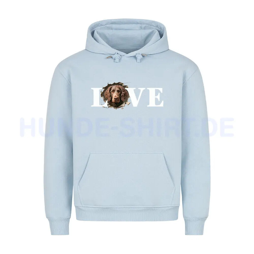 Premium Hoodie "Curly Coated - LOVE" Babyblau – hunde-shirt.de