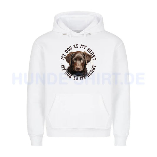 Premium Hoodie "Curly Coated Retriever HEART" Weiß – hunde-shirt.de