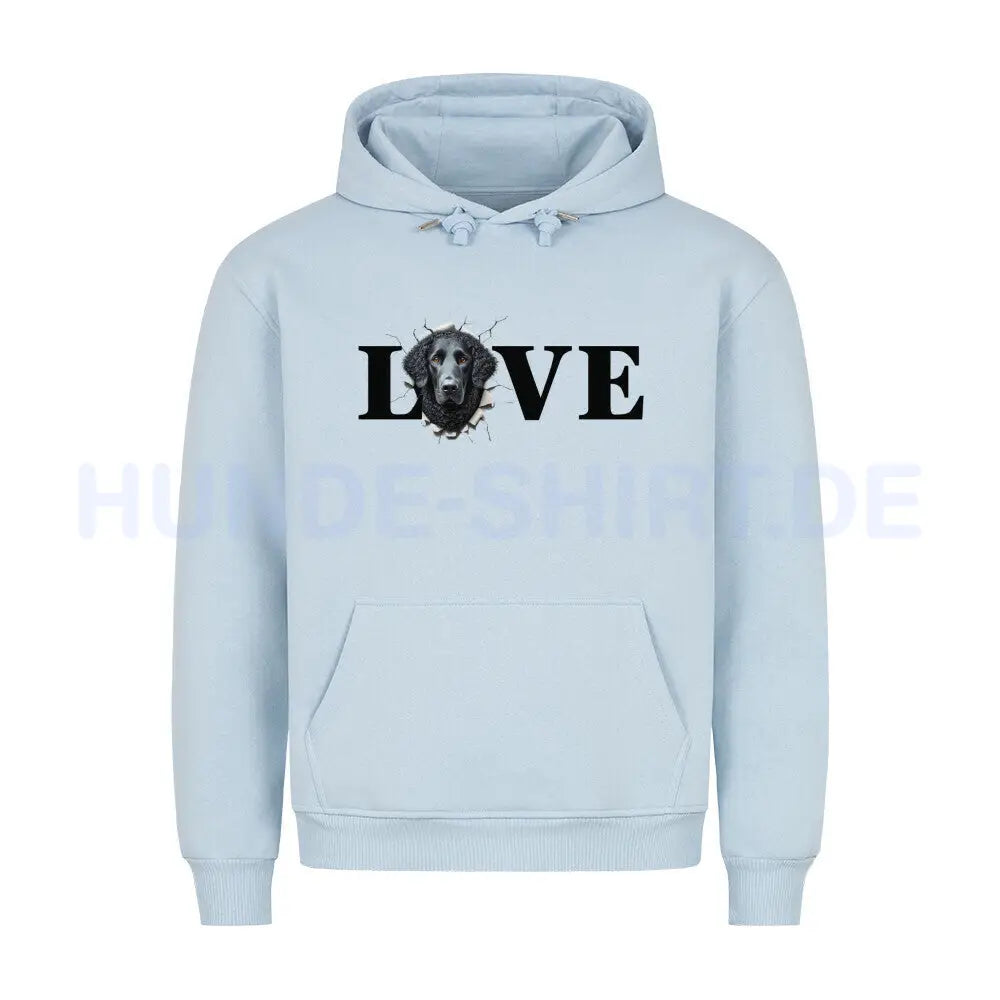 Premium Hoodie "Curly Coated Retriever LOVE" Babyblau – hunde-shirt.de