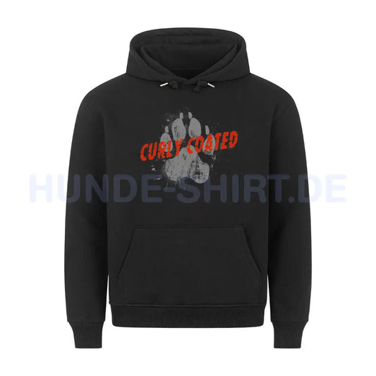 Premium Hoodie "Curly Coated Retriever - PAW" Schwarz – hunde-shirt.de