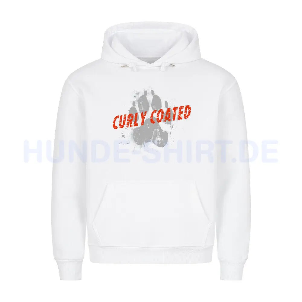 Premium Hoodie "Curly Coated Retriever - PAW" Weiß – hunde-shirt.de