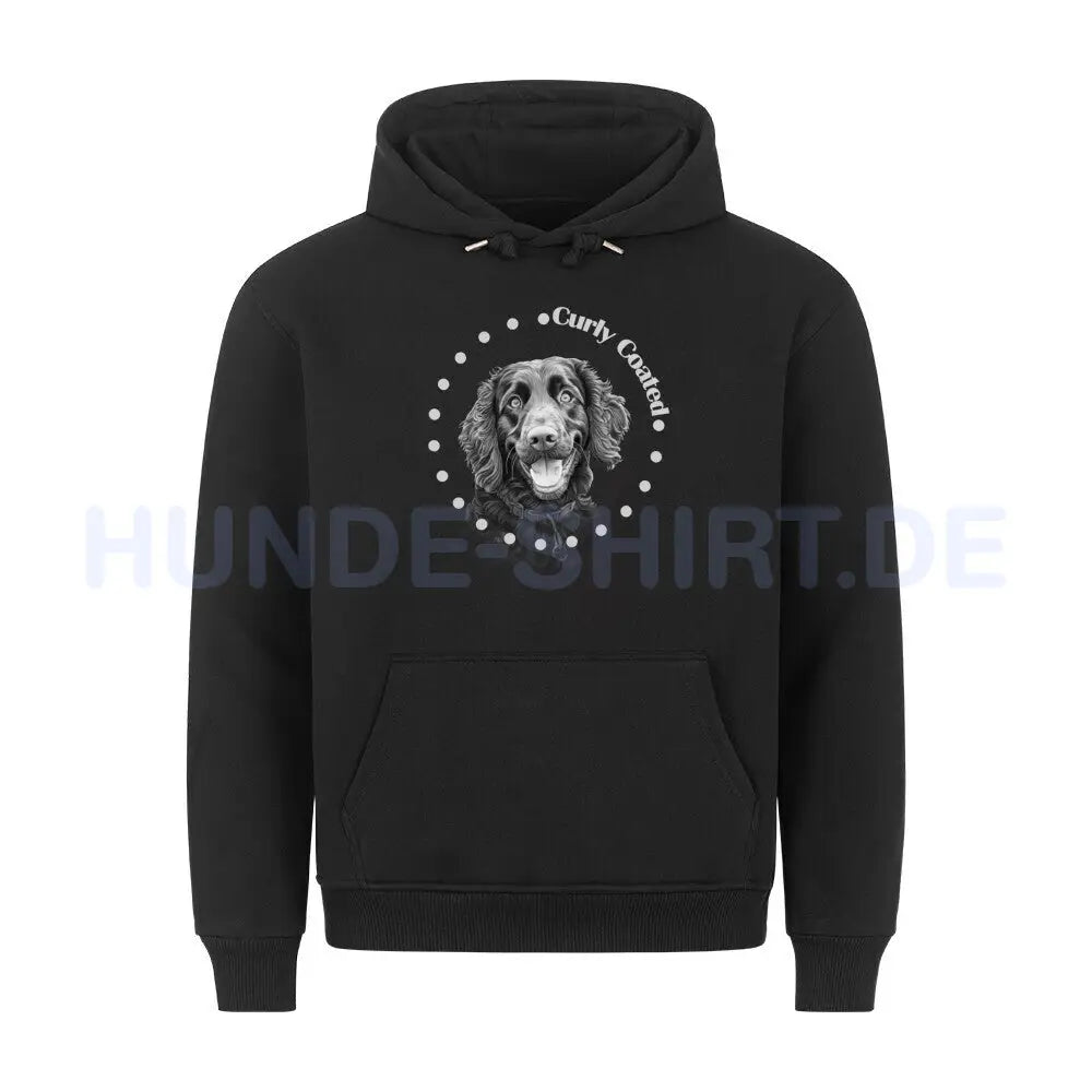 Premium Hoodie "Curly Coated Retriever Rounded" Schwarz – hunde-shirt.de