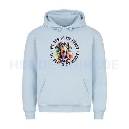 Premium Hoodie "Dackel HEART" Babyblau – hunde-shirt.de