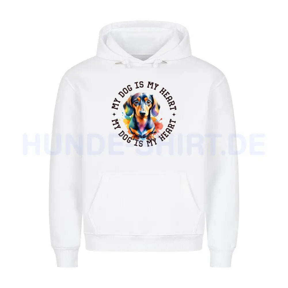 Premium Hoodie "Dackel HEART" Weiß – hunde-shirt.de