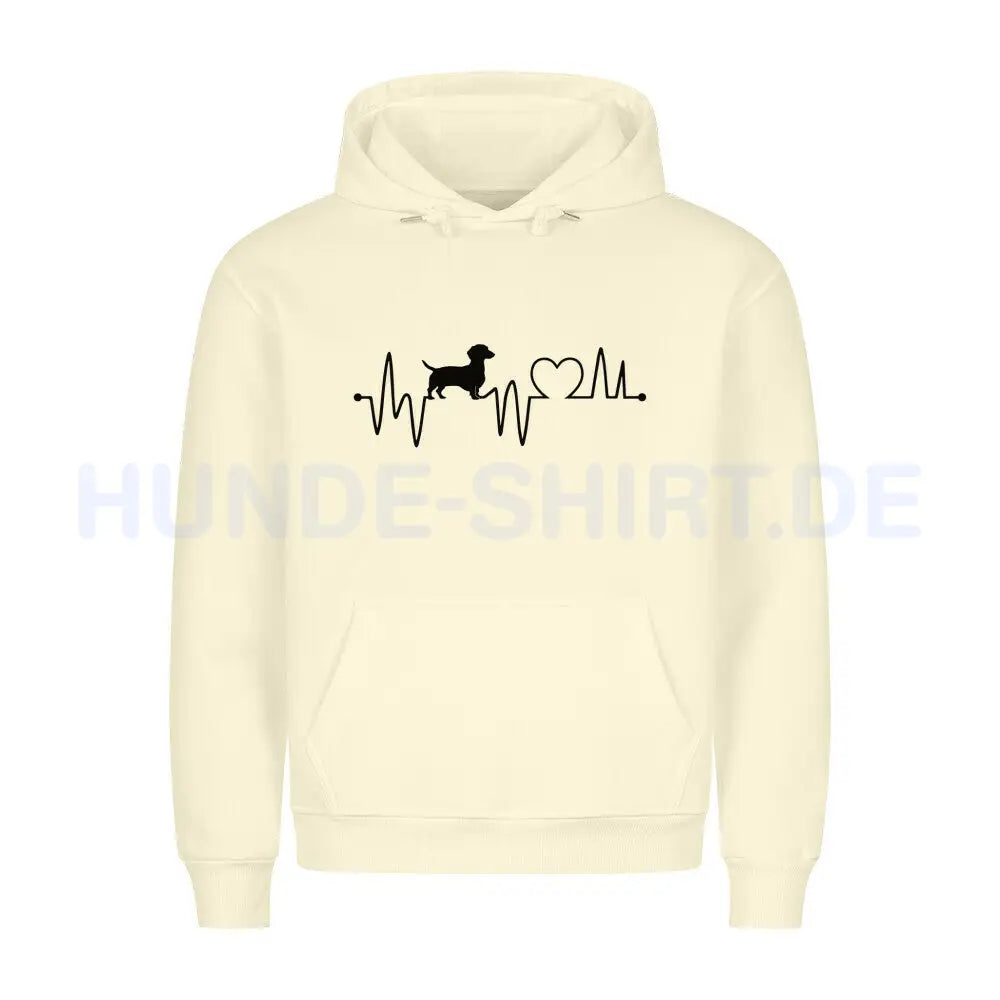 Premium Hoodie "Dackel - Heartbeat" Beige – hunde-shirt.de