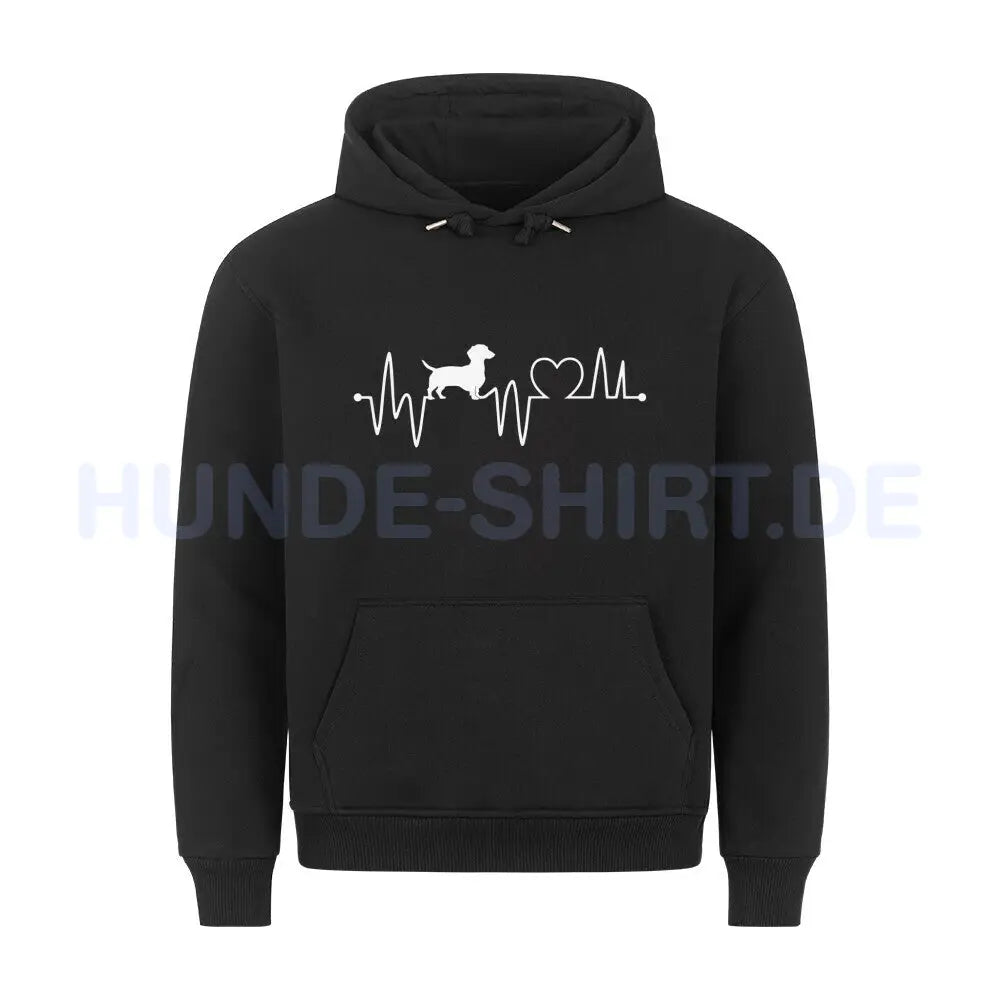 Premium Hoodie "Dackel - Heartbeat" Schwarz – hunde-shirt.de