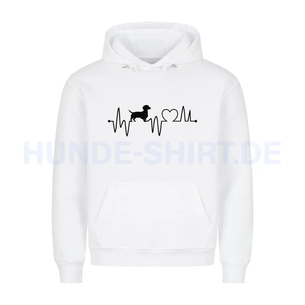 Premium Hoodie "Dackel - Heartbeat" Weiß – hunde-shirt.de