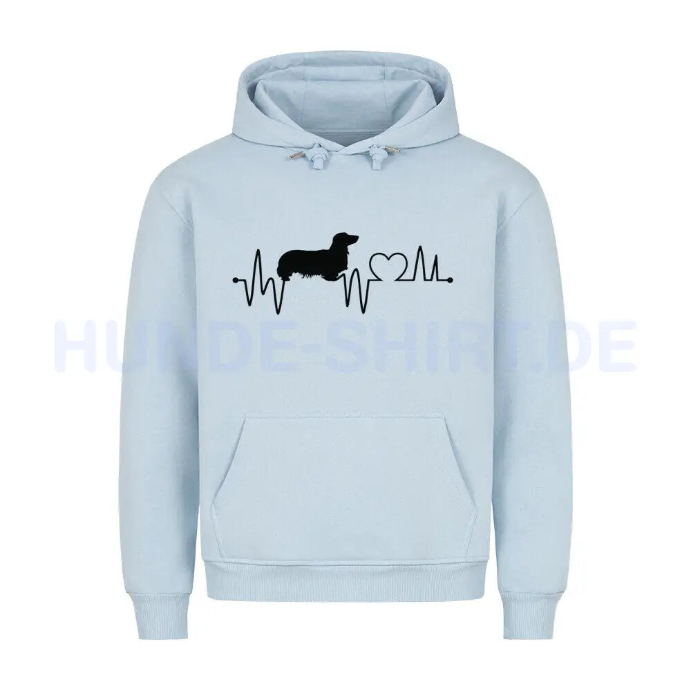 Premium Hoodie "Dackel ( Langhaar ) - Heartbeat" Babyblau – hunde-shirt.de