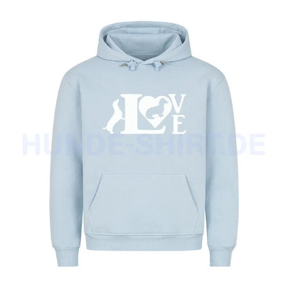 Premium Hoodie "Dackel Love" Babyblau – hunde-shirt.de