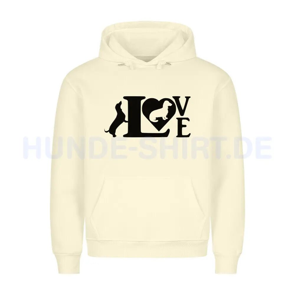 Premium Hoodie "Dackel Love" Beige – hunde-shirt.de