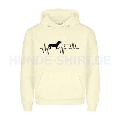 Premium Hoodie "Dackel ( Rauhaar ) - Heartbeat" Beige – hunde-shirt.de