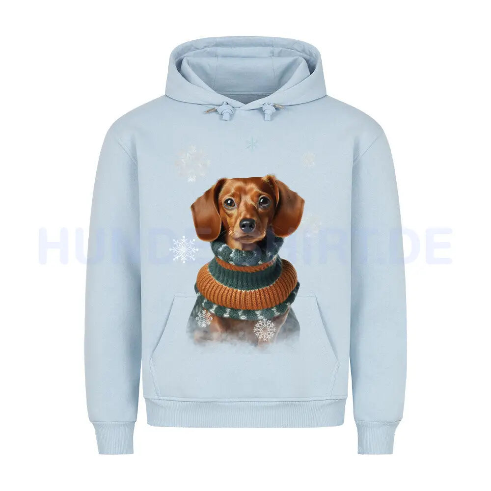 Premium Hoodie "Dackel Winter 2" Babyblau – hunde-shirt.de