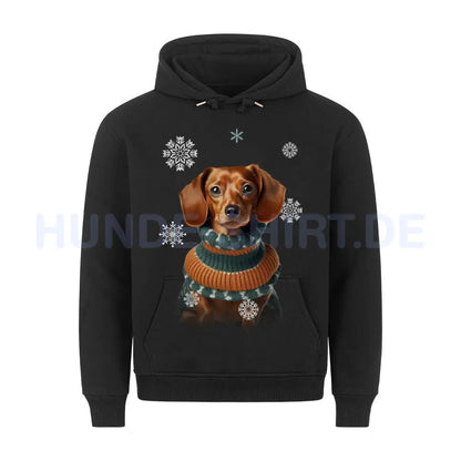 Premium Hoodie "Dackel Winter 2" Schwarz – hunde-shirt.de