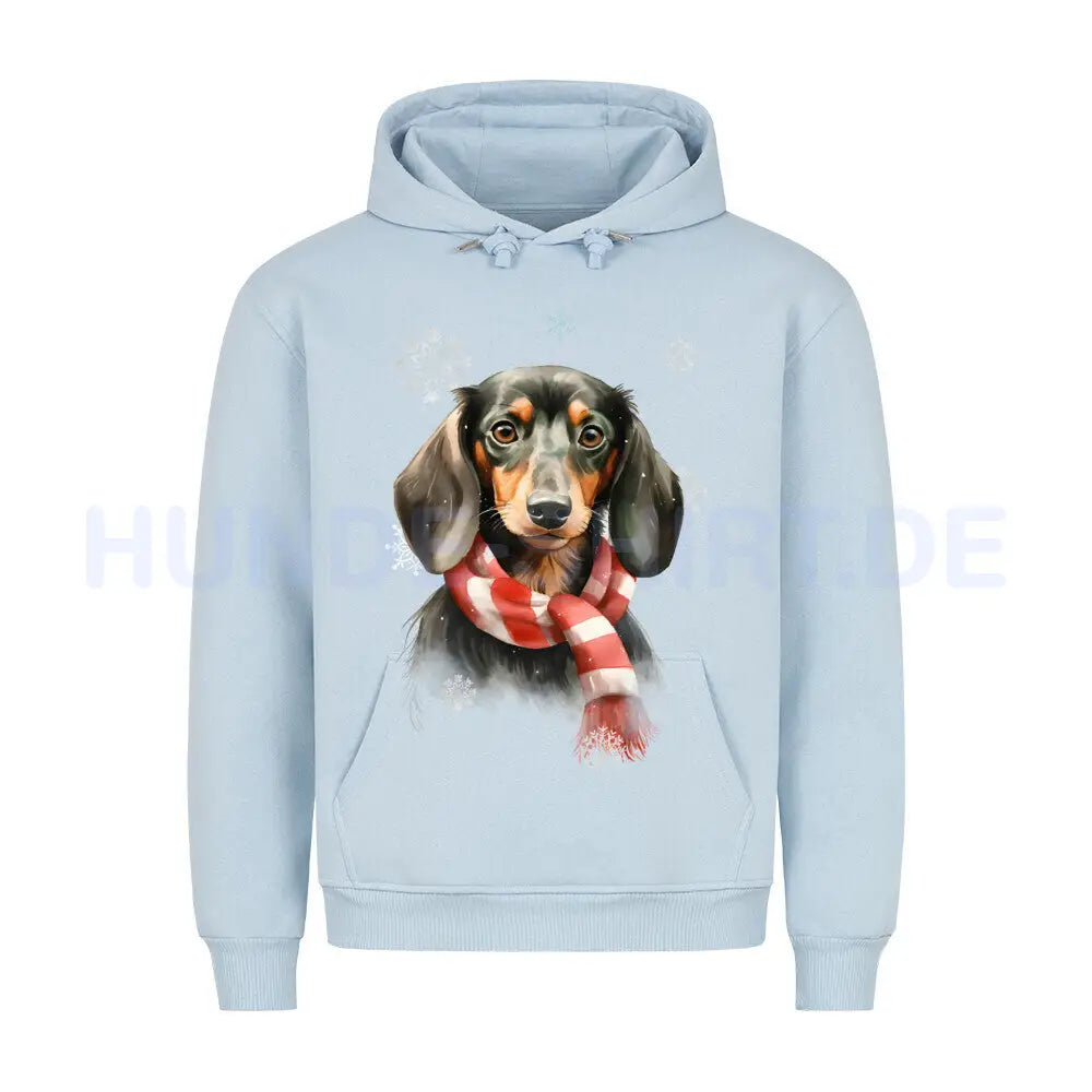 Premium Hoodie "Dackel Winter 3" Babyblau – hunde-shirt.de