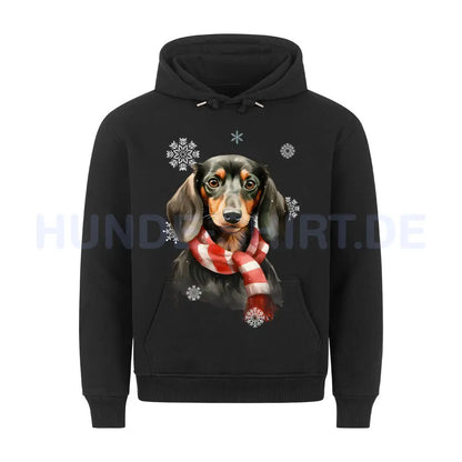 Premium Hoodie "Dackel Winter 3" Schwarz – hunde-shirt.de