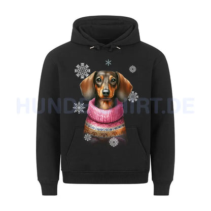 Premium Hoodie "Dackel Winter" Schwarz – hunde-shirt.de