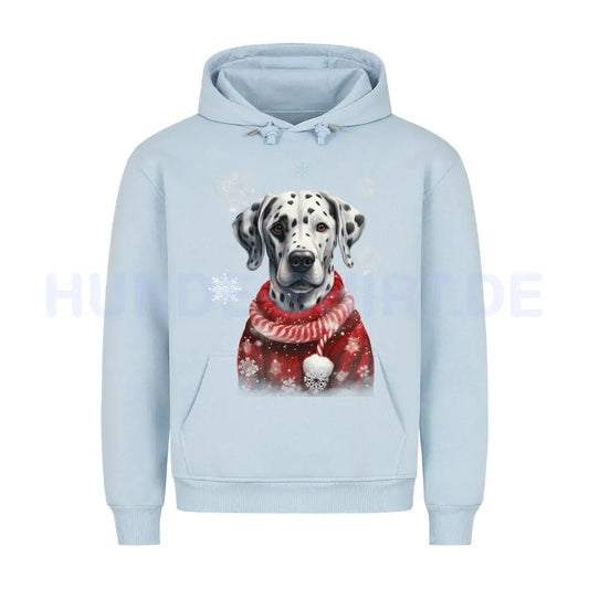 Premium Hoodie "Dalmatiner Winter" Babyblau – hunde-shirt.de