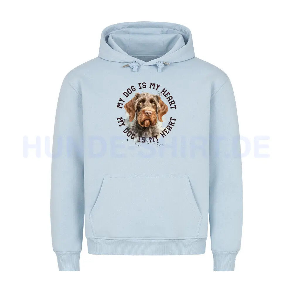 Premium Hoodie "Deutsch Drahthaar HEART 2" Babyblau – hunde-shirt.de