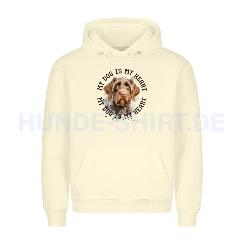 Premium Hoodie "Deutsch Drahthaar HEART 2" Beige – hunde-shirt.de