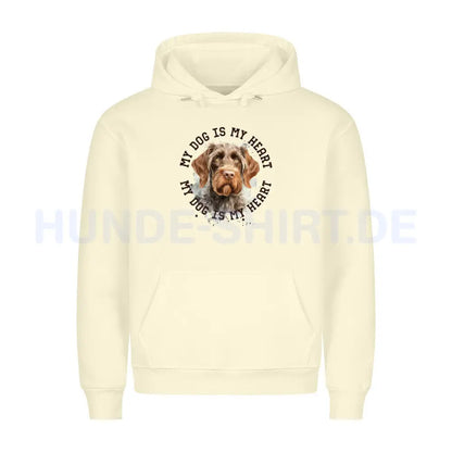 Premium Hoodie "Deutsch Drahthaar HEART 2" Beige – hunde-shirt.de