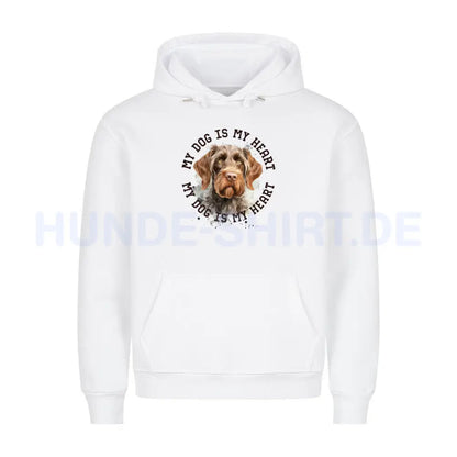 Premium Hoodie "Deutsch Drahthaar HEART 2" Weiß – hunde-shirt.de