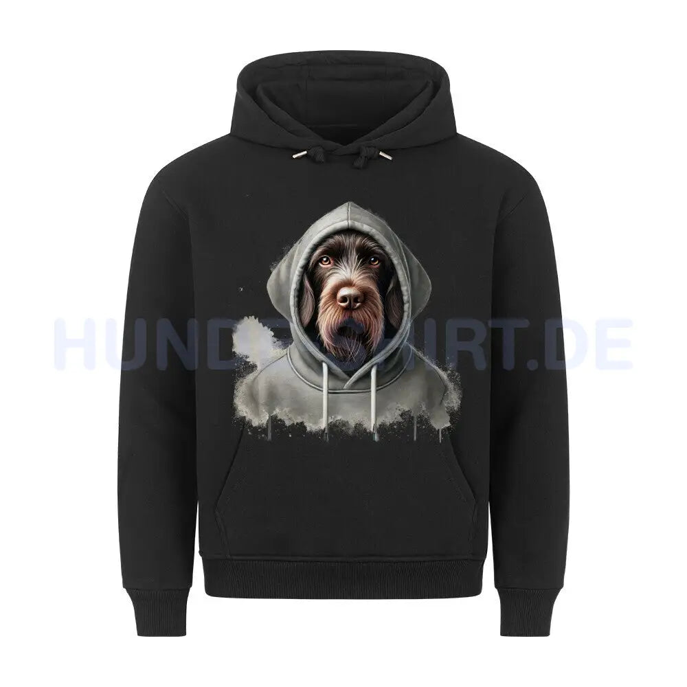 Premium Hoodie "Deutsch Drahthaar Hooded" Schwarz – hunde-shirt.de