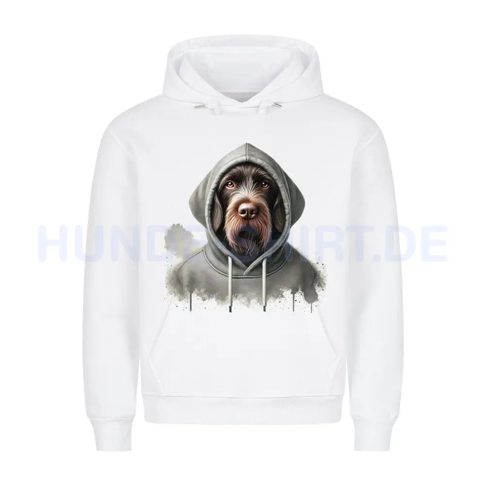 Premium Hoodie "Deutsch Drahthaar Hooded" Weiß – hunde-shirt.de